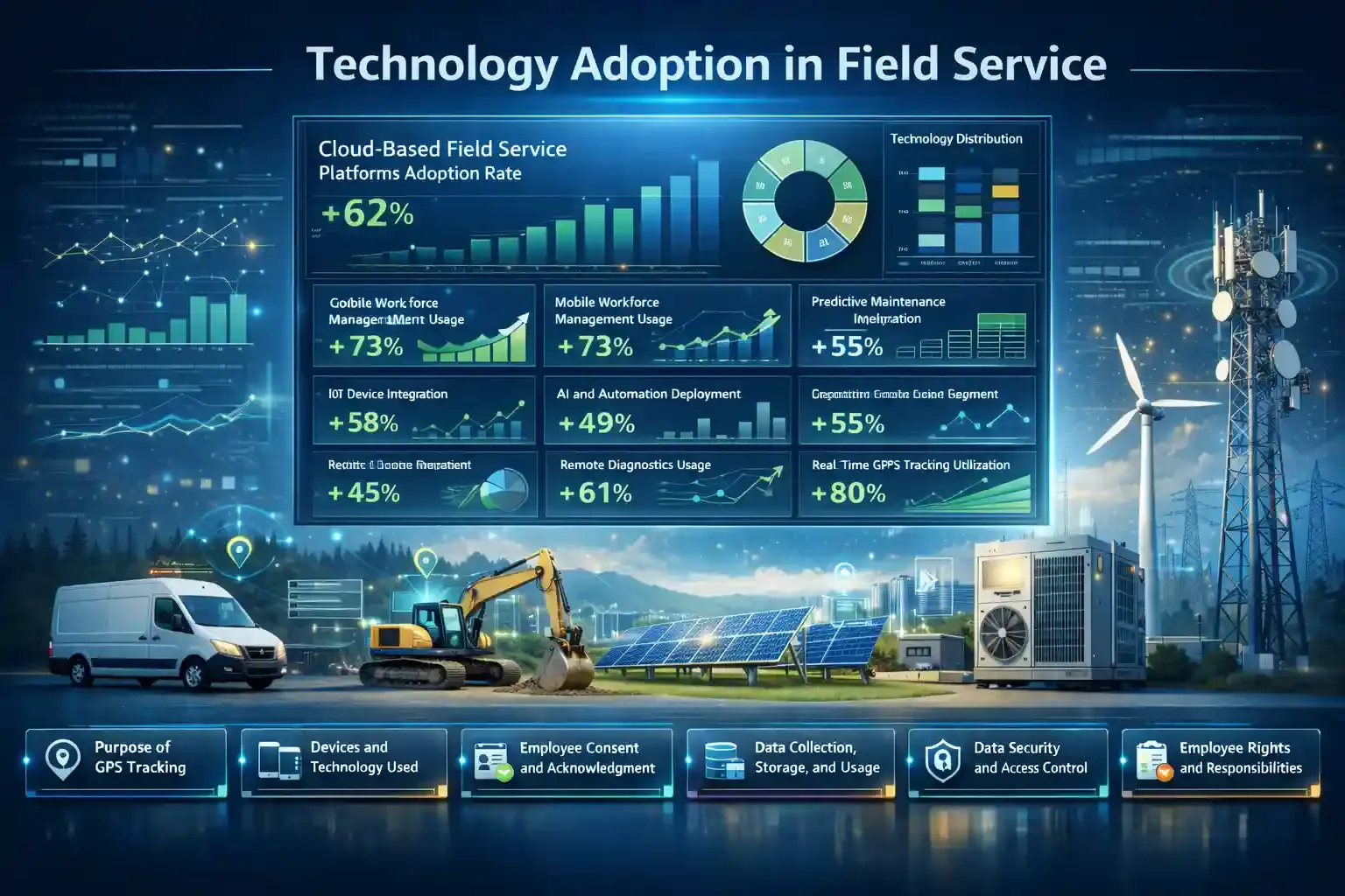 Technology adoption dashboard in field service industry